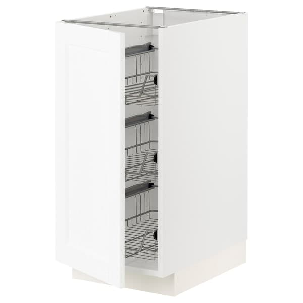 METOD - Base cabinet with wire baskets, white Enköping/white wood effect, 40x60 cm - best price from Maltashopper.com 29473367