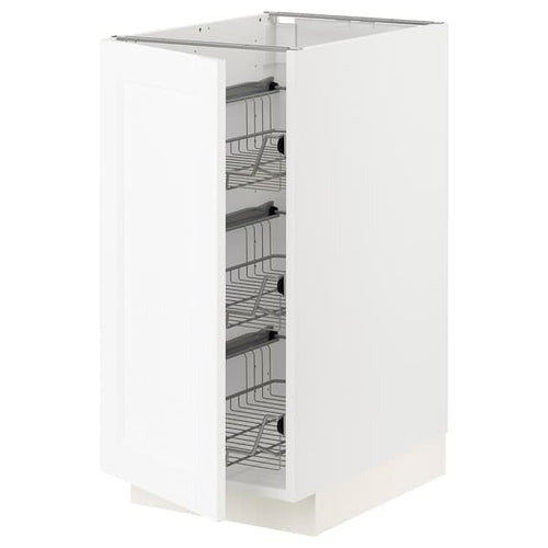 METOD - Base cabinet with wire baskets, white Enköping/white wood effect, 40x60 cm