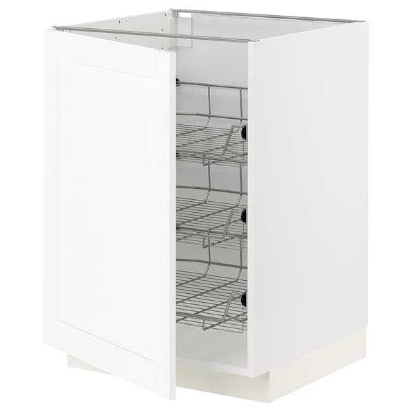 Ikea METOD - Base cabinet with wire baskets, white Enköping/white wood effect, 60x60 cm