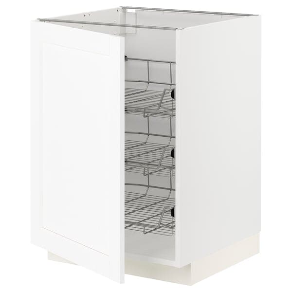 METOD - Base cabinet with wire baskets, white Enköping/white wood effect, 60x60 cm - best price from Maltashopper.com 09473368