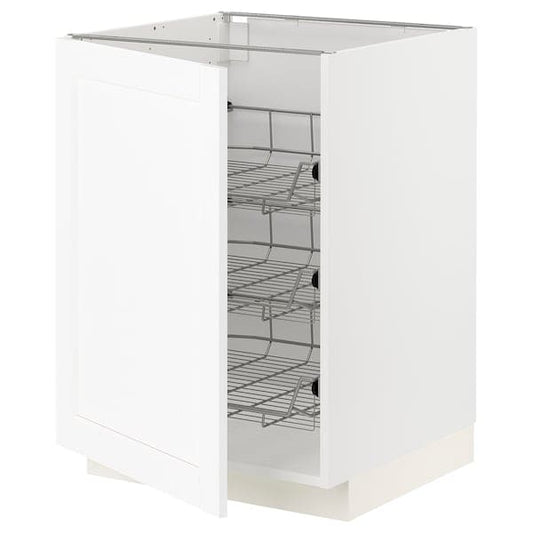 Ikea METOD - Base cabinet with wire baskets, white Enköping/white wood effect, 60x60 cm
