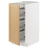 METOD base cabinet with wire baskets, white/Forsbacka oak, 40x60 cm