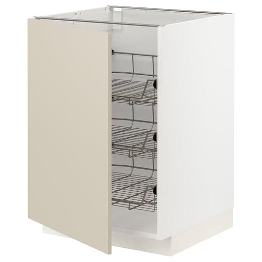 METOD - Base cabinet with wire baskets, white/Havstorp beige, 60x60 cm - best price from Maltashopper.com 79460598
