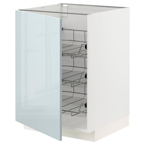 METOD - Base cabinet with wire baskets, white/Kallarp light grey-blue, 60x60 cm