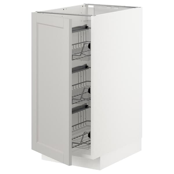 Ikea METOD - Base cabinet with wire baskets, white/Lerhyttan light grey, 40x60 cm