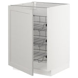 METOD base cabinet with wire baskets, white/Lerhyttan light grey, 60x60 cm