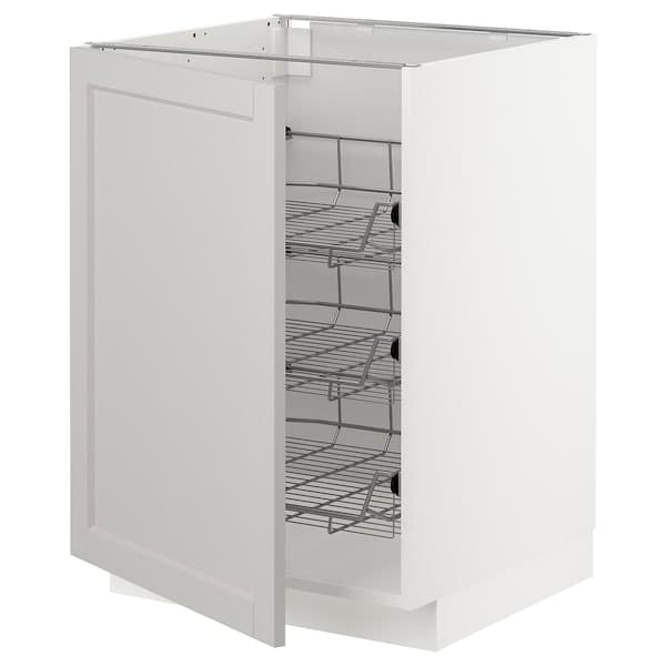 METOD - Base cabinet with wire baskets, white/Lerhyttan light grey, 60x60 cm - best price from Maltashopper.com 99469965