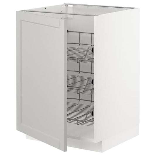 Ikea METOD - Base cabinet with wire baskets, white/Lerhyttan light grey, 60x60 cm