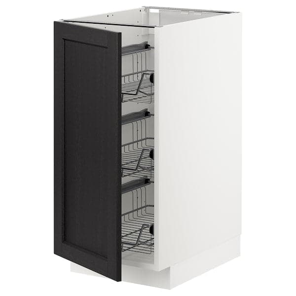 METOD - Base cabinet with wire baskets, white/Lerhyttan black stained , 40x60 cm