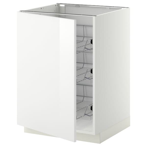 METOD - Base cabinet with wire baskets, white/Ringhult white, 60x60 cm - best price from Maltashopper.com 19461850