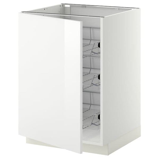METOD - Base cabinet with wire baskets, white/Ringhult white, 60x60 cm - best price from Maltashopper.com 19461850