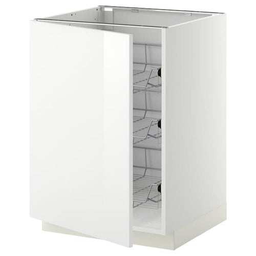 METOD - Base cabinet with wire baskets, white/Ringhult white, 60x60 cm