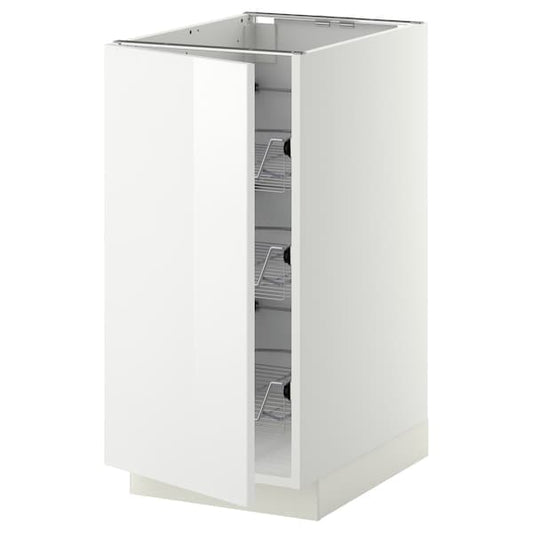 Ikea METOD - Base cabinet with wire baskets, white/Ringhult white, 40x60 cm