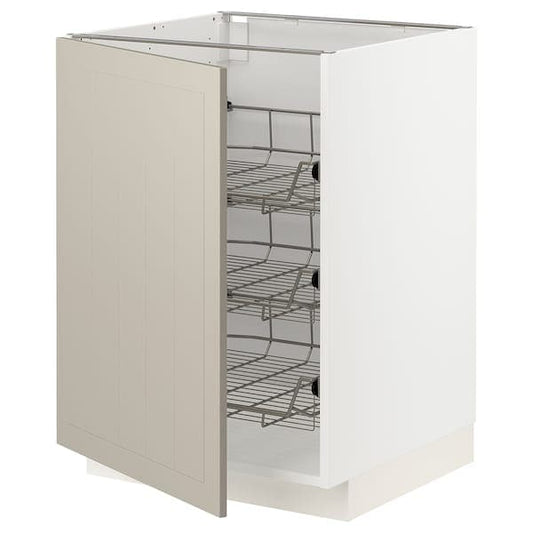 Ikea METOD - Base cabinet with wire baskets, white/Stensund beige, 60x60 cm