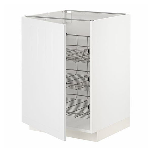METOD base cabinet with wire baskets, white/Stensund white, 60x60 cm