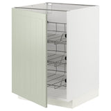 METOD base cabinet with wire baskets, white/Stensund light green, 60x60 cm