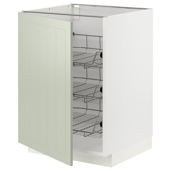 METOD - Base cabinet with wire baskets, white/Stensund light green, 60x60 cm - best price from Maltashopper.com 69486202