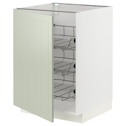METOD - Base cabinet with wire baskets, white/Stensund light green, 60x60 cm
