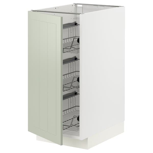METOD - Base cabinet with wire baskets, white/Stensund light green, 40x60 cm - best price from Maltashopper.com 89487272