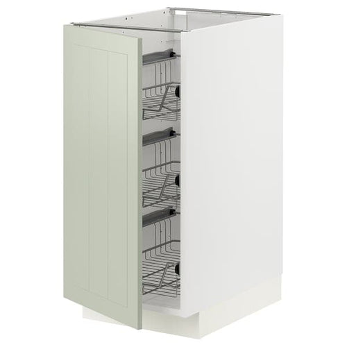 METOD - Base cabinet with wire baskets, white/Stensund light green, 40x60 cm