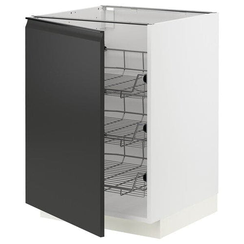 METOD - METOD Base cabinet with wire baskets, white/Upplöv matt anthracite, 60x60 cm