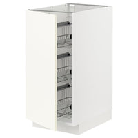 METOD base cabinet with wire baskets, white/Vallstena white, 40x60 cm
