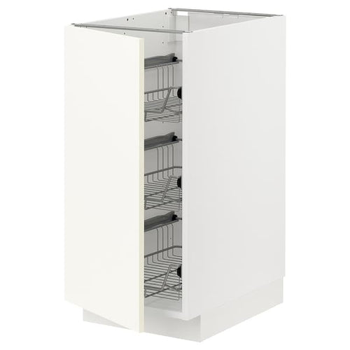 METOD - Base cabinet with wire baskets, white/Vallstena white, 40x60 cm
