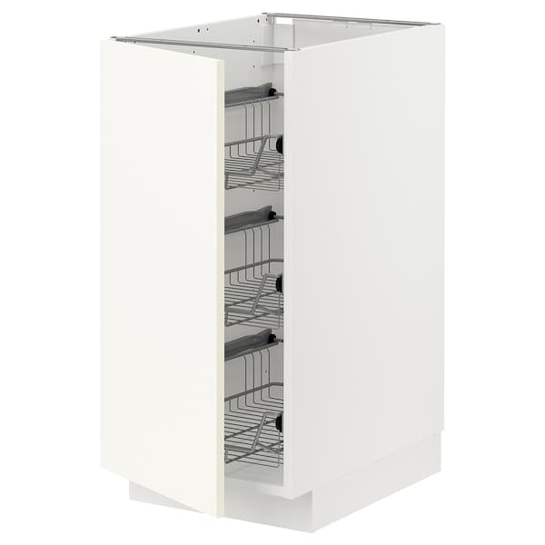 METOD - Base cabinet with wire baskets, white/Vallstena white, 40x60 cm