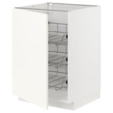 METOD base cabinet with wire baskets, white/Vallstena white, 60x60 cm