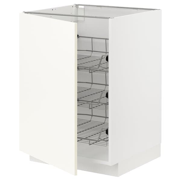 Ikea METOD - Base cabinet with wire baskets, white/Vallstena white, 60x60 cm
