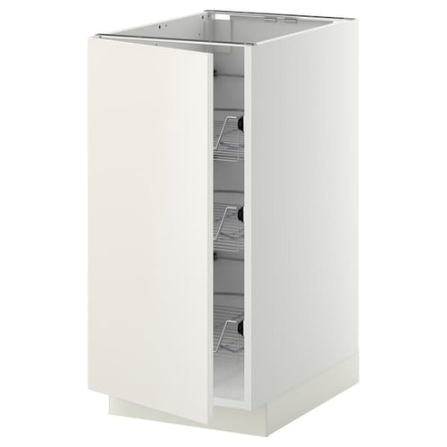 METOD - Base cabinet with wire baskets, white/Veddinge white, 40x60 cm