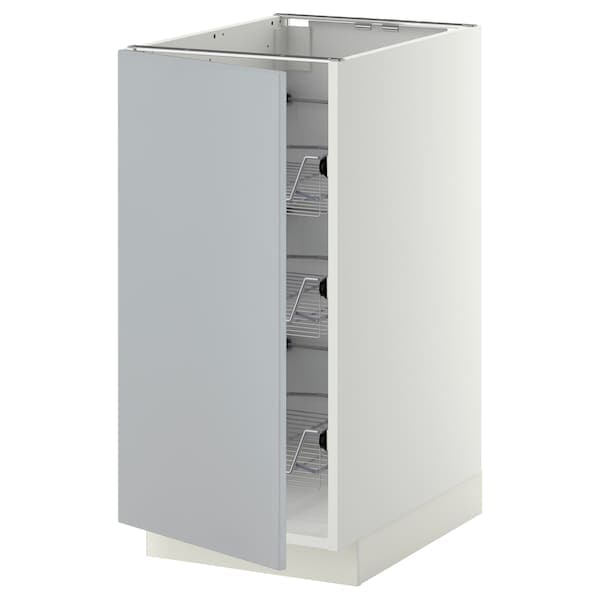METOD - Base cabinet with wire baskets, white/Veddinge grey, 40x60 cm - best price from Maltashopper.com 69462871