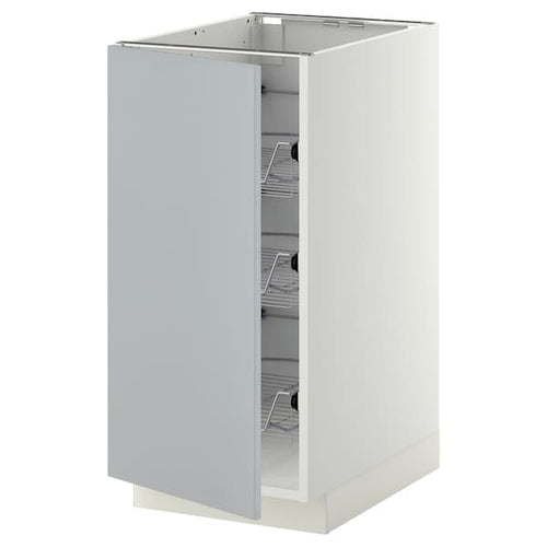 METOD - Base cabinet with wire baskets, white/Veddinge grey, 40x60 cm