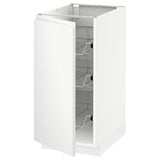 METOD base cabinet with wire baskets, white/Voxtorp matt white, 40x60 cm