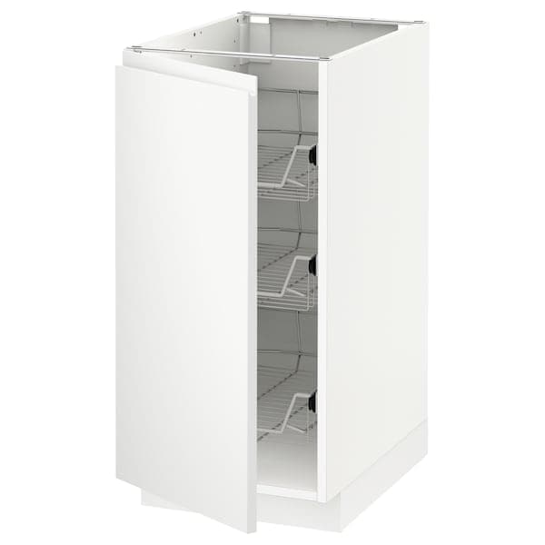 Ikea METOD - Base cabinet with wire baskets, white/Voxtorp matt white, 40x60 cm