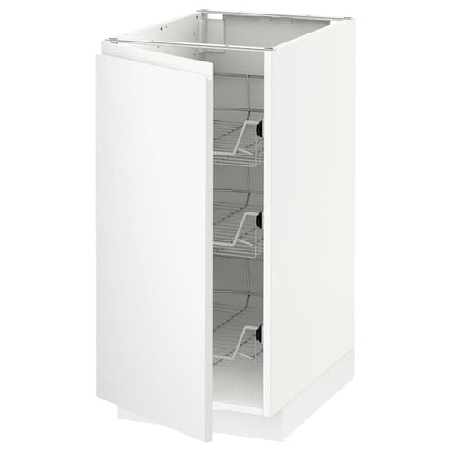 METOD - Base cabinet with wire baskets, white/Voxtorp matt white, 40x60 cm