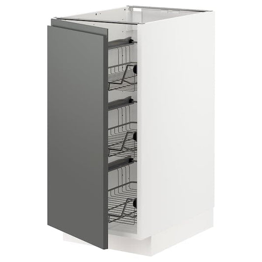 Ikea METOD - Base cabinet with wire baskets, white/Voxtorp dark grey , 40x60 cm