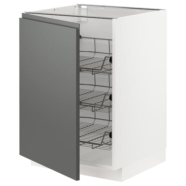 Ikea METOD - Base cabinet with wire baskets, white/Voxtorp dark grey, 60x60 cm