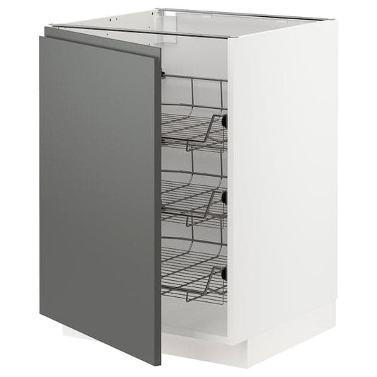 Ikea METOD - Base cabinet with wire baskets, white/Voxtorp dark grey, 60x60 cm