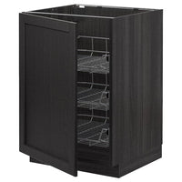 METOD - Base cabinet with wire baskets, black/Lerhyttan black stained, 60x60 cm - best price from Maltashopper.com 49464951