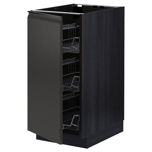 Ikea METOD - Base cabinet with wire baskets, black/Upplöv matt anthracite, 40x60 cm