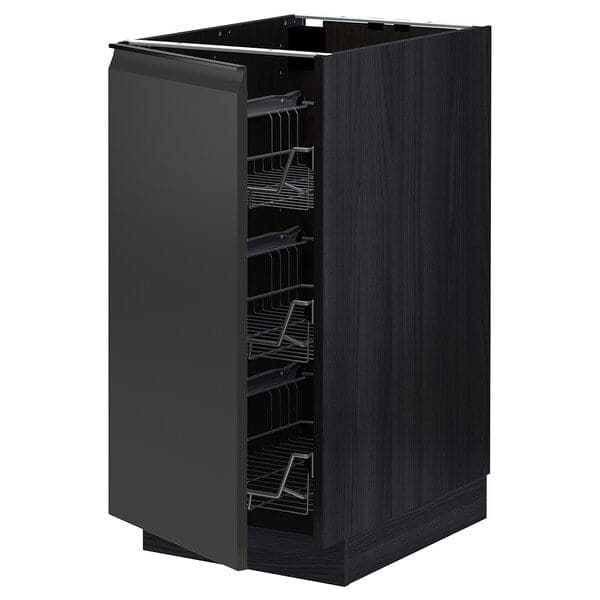 Ikea METOD - Base cabinet with wire baskets, black/Upplöv matt anthracite, 40x60 cm