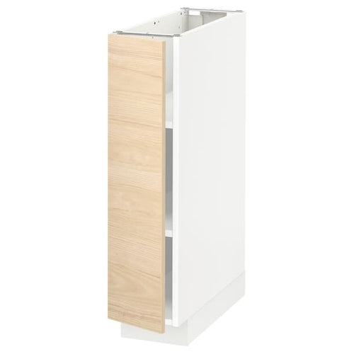 METOD - Base cabinet with shelves, white/Askersund light ash effect, 20x60 cm