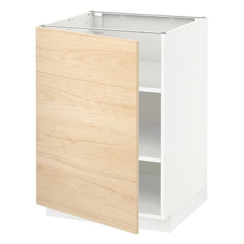 METOD - Base cabinet with shelves, white/Askersund light ash effect, 60x60 cm