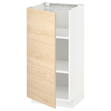 METOD base cabinet with shelves, white/Askersund light ash effect, 40x37 cm