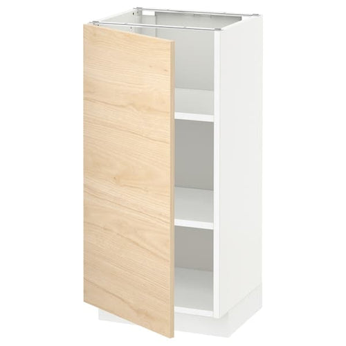METOD - Base cabinet with shelves, white/Askersund light ash effect, 40x37 cm