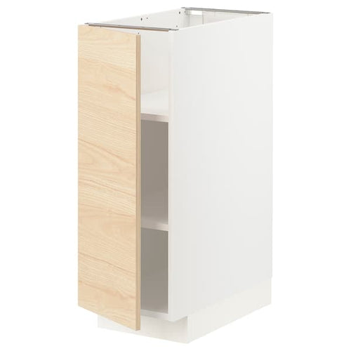 METOD - Base cabinet with shelves, white/Askersund light ash effect, 30x60 cm