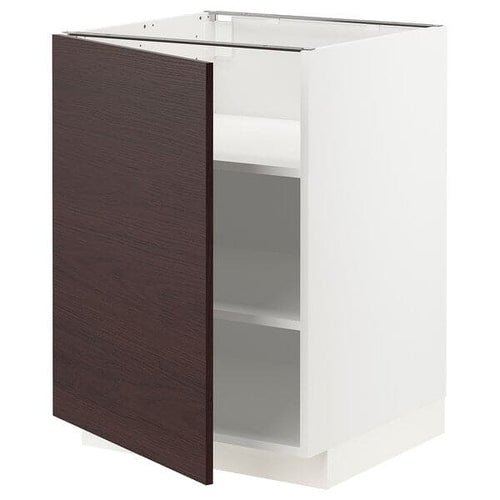 METOD - Base cabinet with shelves, white Askersund/dark brown ash effect, 60x60 cm