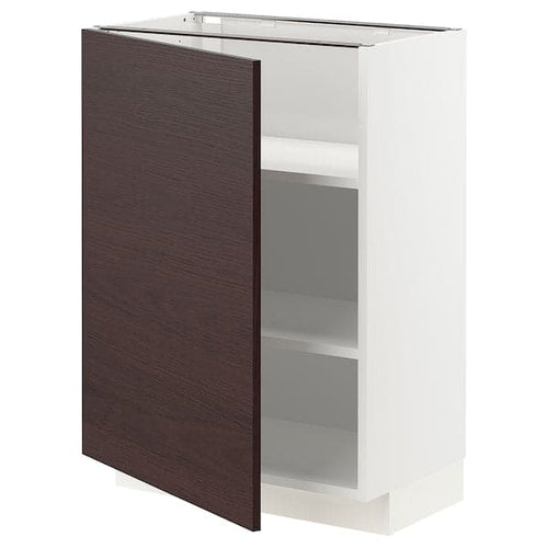 METOD - Base cabinet with shelves, white Askersund/dark brown ash effect, 60x37 cm