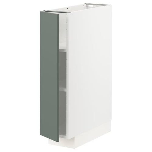 METOD - Base cabinet with shelves, white/Bodarp grey-green, 20x60 cm